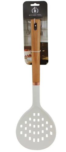 Шумовка дерево/силикон цв.белый 34*11*4см H7542-23-5